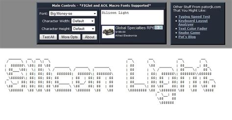 patorjack. com|Text to ASCII Art Generator (TAAG) .